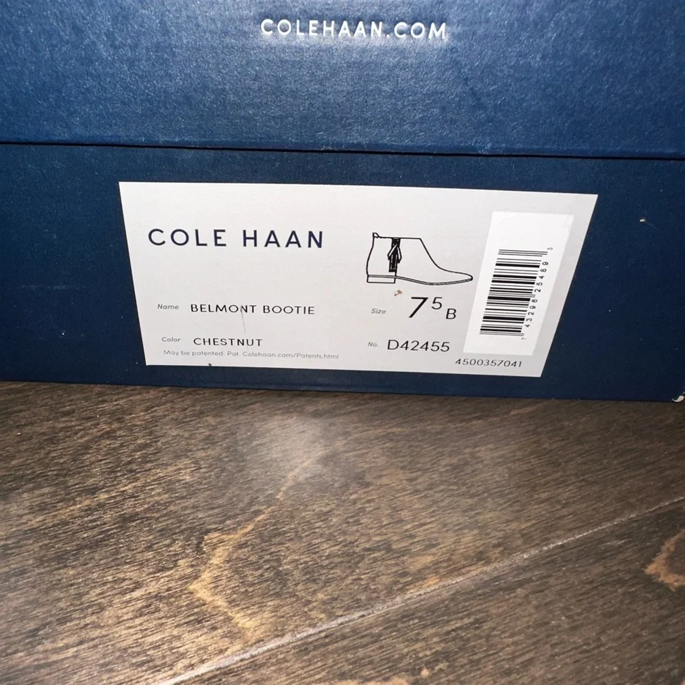 Cole Haan Belmont Leather Ankle Boot Chestnut Brown Minimalist Everyday Size 7.5
